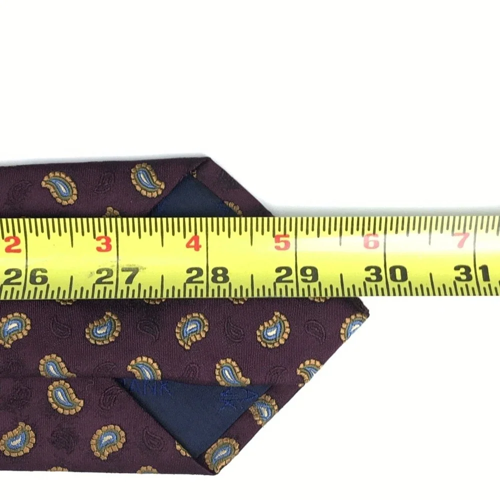 Jos A. Bank Men's Tie 100% Silk Handmade Purple Gold Paisley Elegant Necktie 60